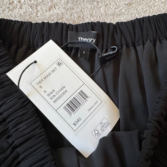 Theory Crinkled Silk Chiffon Tiered Maxi Skirt NWT - Picture 6 of 9
